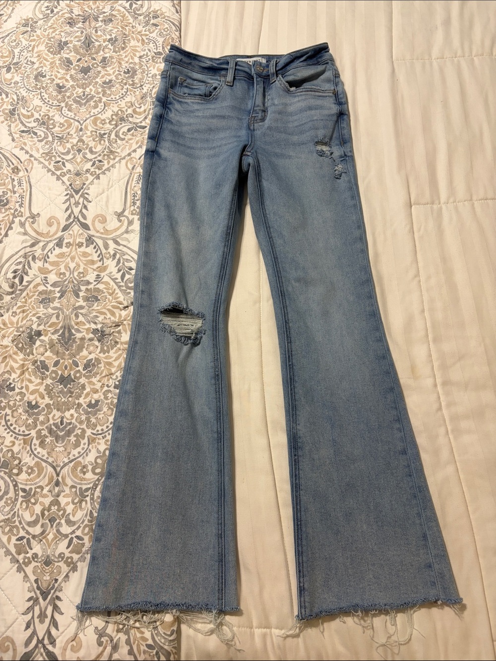 Lovervet by Vervet Light Blue Distressed Flare Jeans - Women